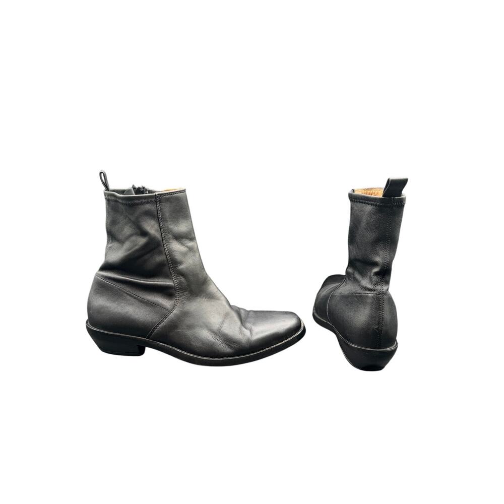 Madewell Black Leather Ankle Boots Size 8 Side Zip Low Heel